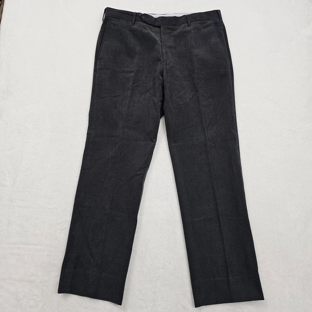 De Corato Trousers Mens 50 34x29 Charcoal Grey Cotton Tailored Italy Sartorial